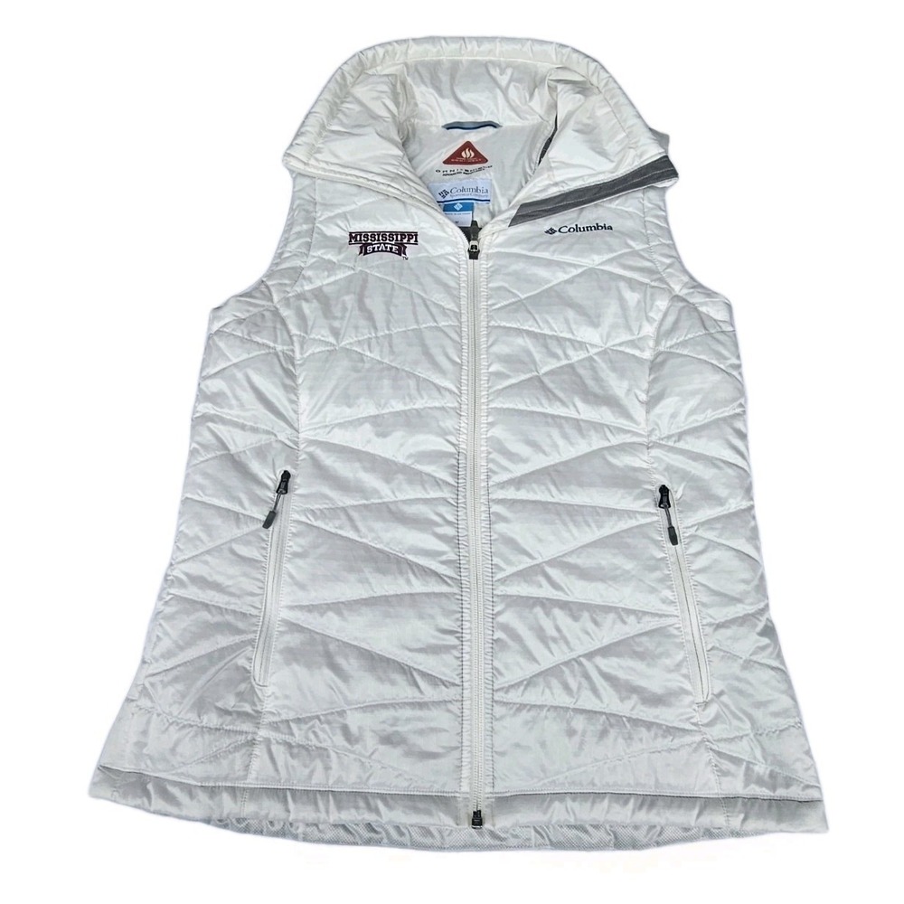 Mississippi MS‎ State Columbia Puffer Vest Women's Size Medium Omni-Heat White